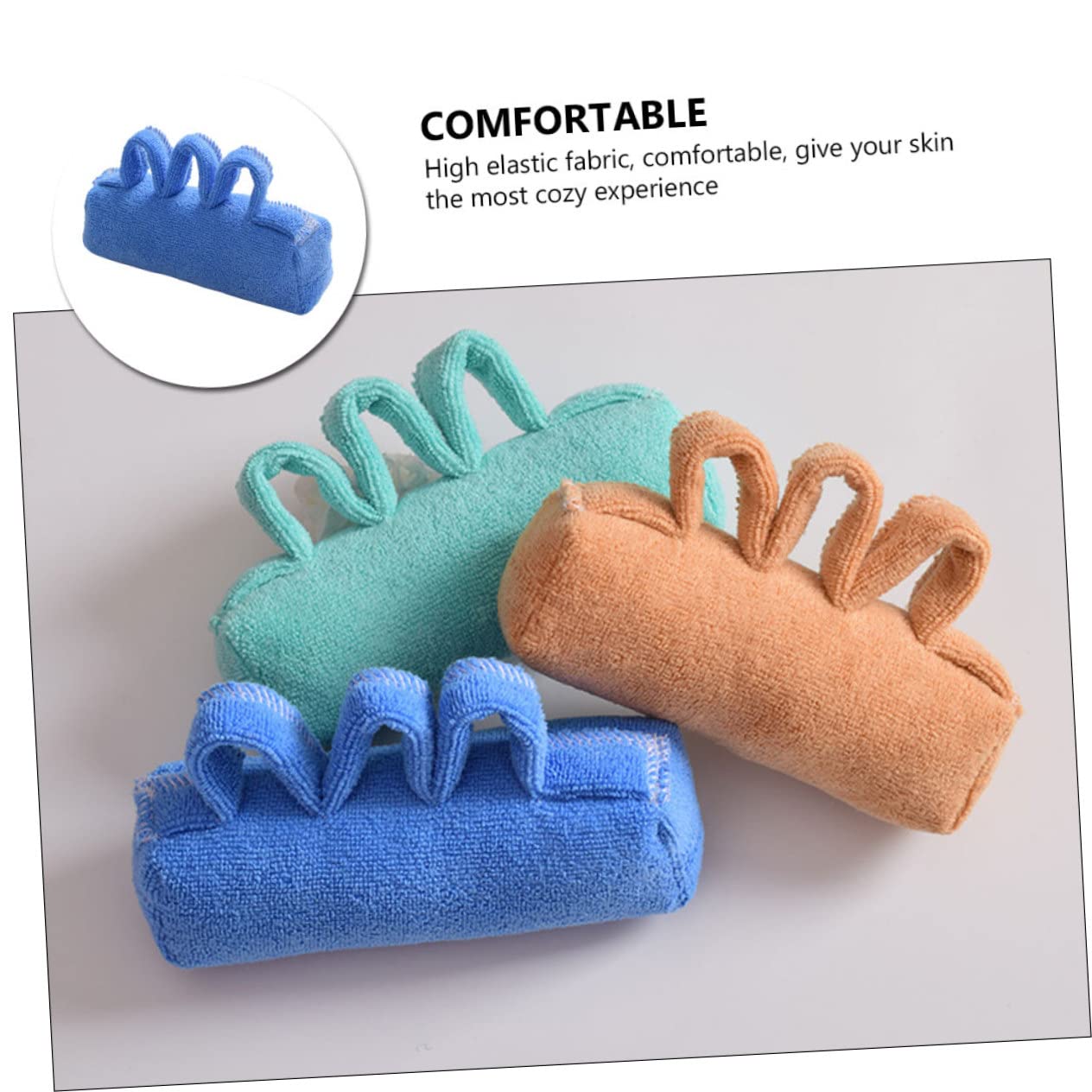 Separador de Dedos Ergonómico Azul para Personas Mayores, Cojín Terapéutico de Tejido Fácil de Limpiar y Desmontable para Rehabilitación de Manos y Prevención de Llagas