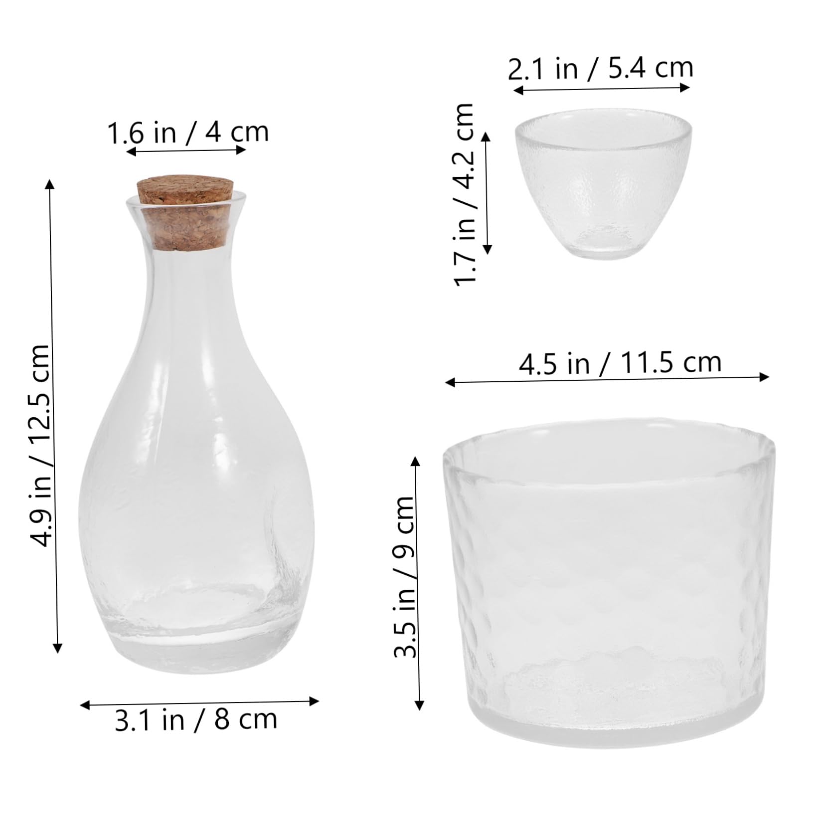 CIYODO 1Set Japanese Style Sake Pot with Cherry Blossoms Wine Dispenser Transparent Glass Sake Cups for Home and Restaurant Use and Elegant Design