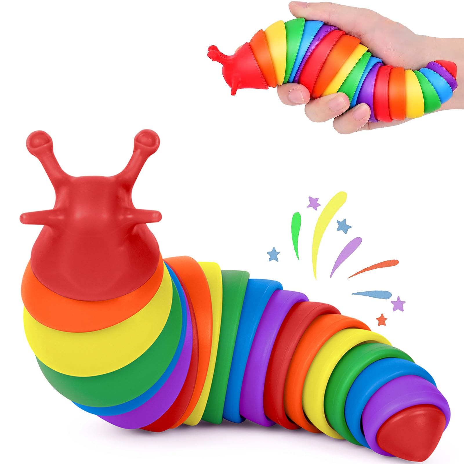 IFiwin Fidget Slug, Sensory Slug Fidget Toys for Autistic Kids & Adults, Autism Sensory Toys, Stress Toys, Toddler Toys, Birthday Gifts for Kids Aged 3+, Exercise Wrist & Stress Relief, ADHD Toys