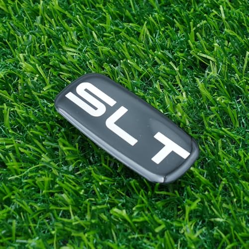 Image of Side Pillar Roof Cab Emblem Badge Nameplates Sticker Replacement for 2002-2007 inchSLT 2Pc (Black Chrome)