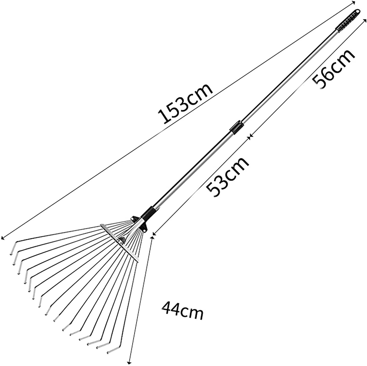 Grabie ogrodowe, Grabie ogrodowe, grabie teleskopowe, długość 153 cm, składane do czyszczenia