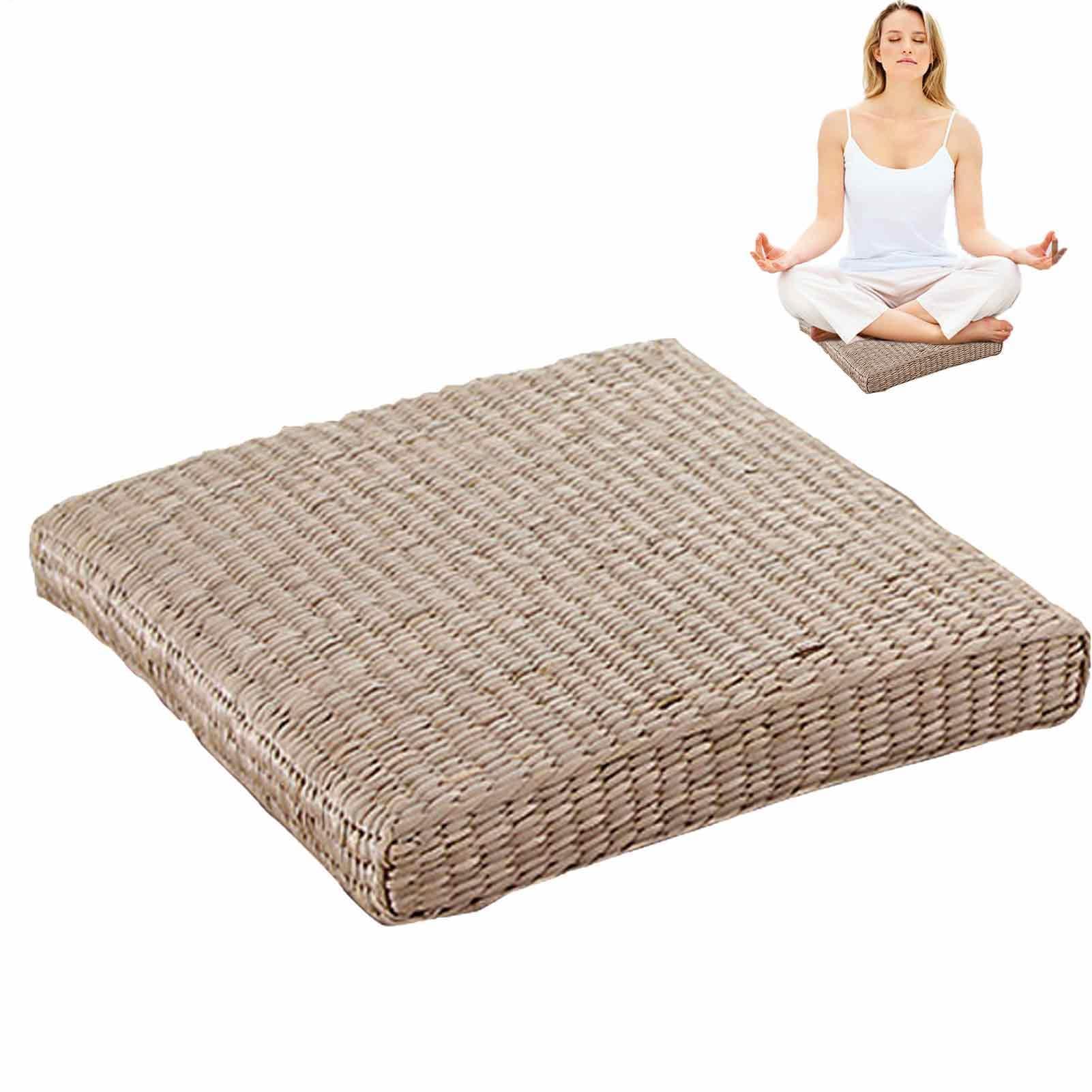 Cuscino da pavimento in paglia naturale, cuscino rustico in paglia | intrecciata, cuscino tatami, cuscino da seduta, rilassante, imbottito, tappetino da meditazione per sedersi sul pavimento