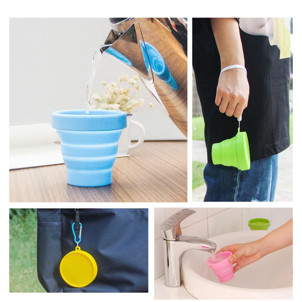 4 bicchieri pieghevoli in silicone, da viaggio, portatili, per acqua, campeggio, viaggi (170 ml)