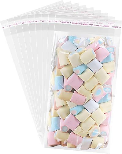 JOYIT Bolsas de celofán transparente autosellantes de 5 x 10 pulgadas, 200 bolsas de regalo transparentes con sello, bolsas resellables ideales para