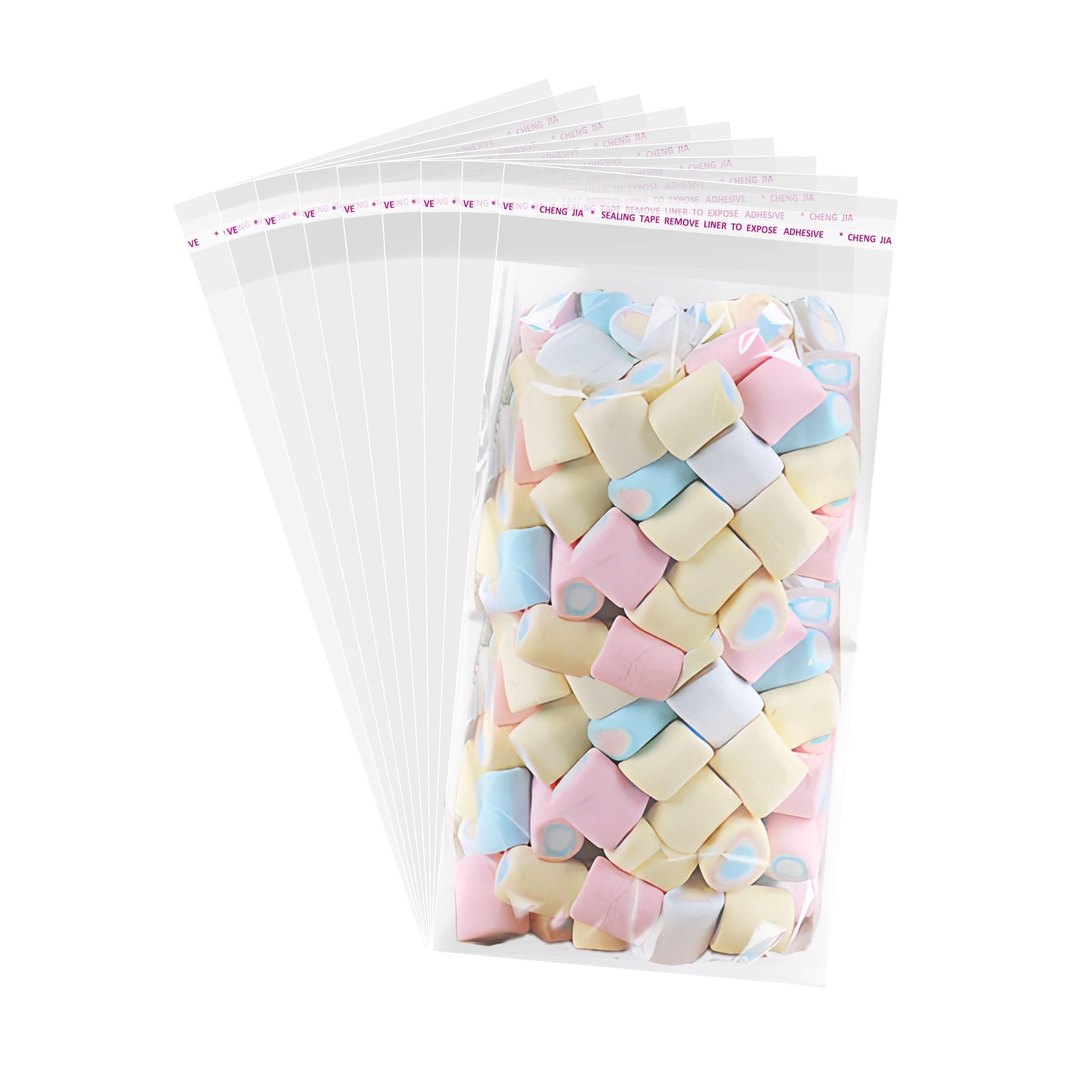 JOYIT 5x10 Inches Self Sealing Clear Cellophane Bags - 200 Pcs Clear Gift Bags with Seal, Ideal Resealable Cookie Goodie and Favor Bags for Treats,
