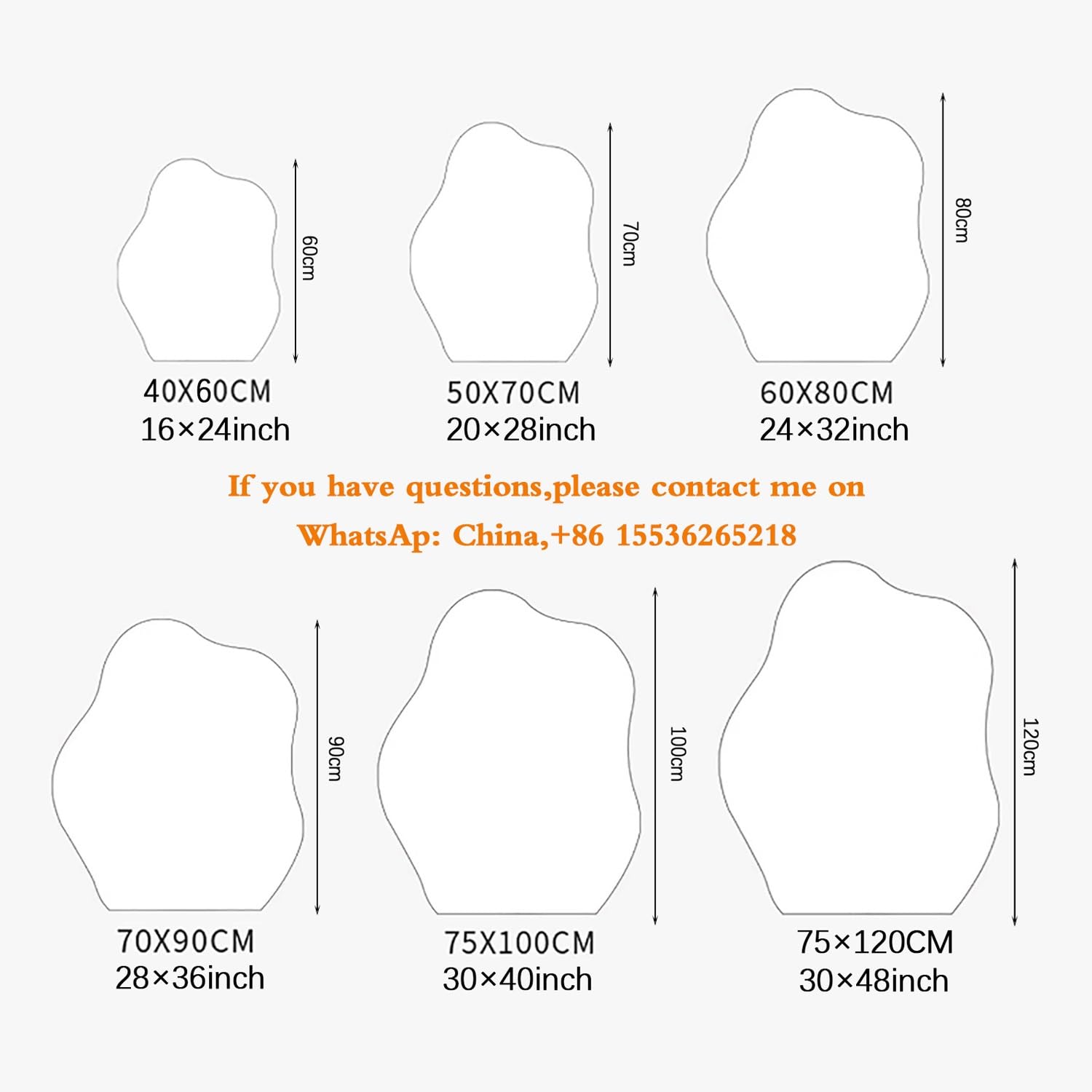 100cm Specchio Decorativo Moderno Irregolare, 120cm Specchio da Doccia a Parete Asimmetrico con Luce LED, Antinebbia, Regolabile Illuminazione(32inch/80cm)