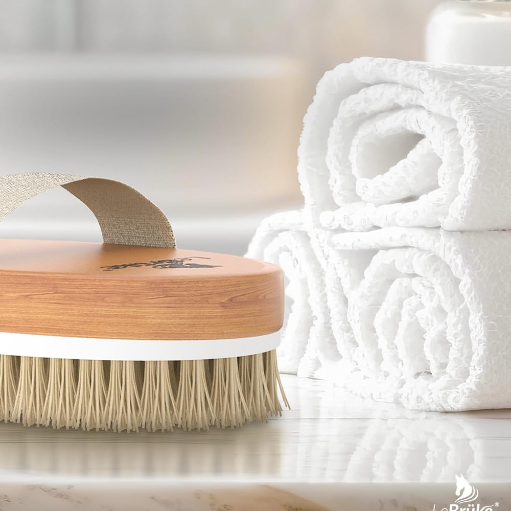 Brosse à sec corps – Brosse exfoliante – Brossage à sec – Poils naturels – Exfoliation peau