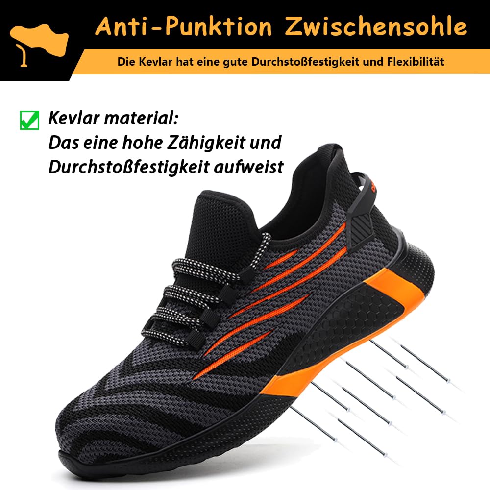 Scarpe Antinfortunistiche Uomo Punta in Acciaio Scarpe da Lavoro Leggero Traspiranti Antiscivolo Scarpe da Cantiere Donna
