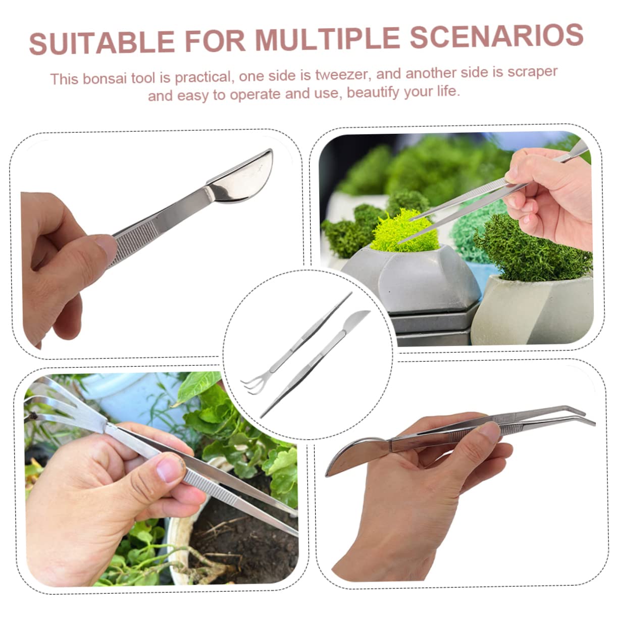 Happyyami 6pezzi Pinzette Per Bonsai Acciaio Inossidabile Strumenti Per Giardinaggio Ergonomici e Pratici Per Delle Piante Per Lavori Di Precisione e Manutenzione Di Terreni e Muschi