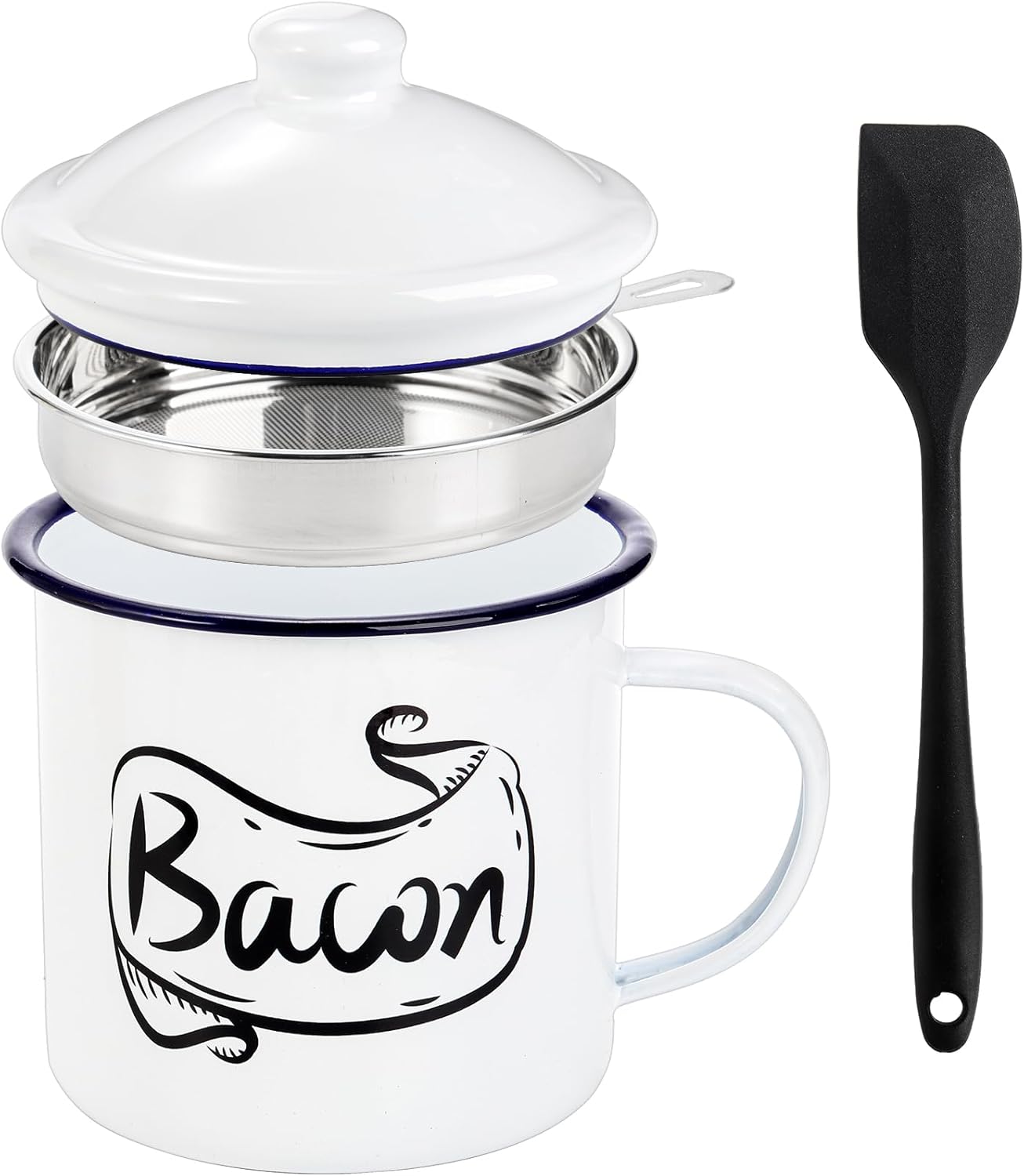 Tebery Large Bacon Grease Container with Strainer and Lids