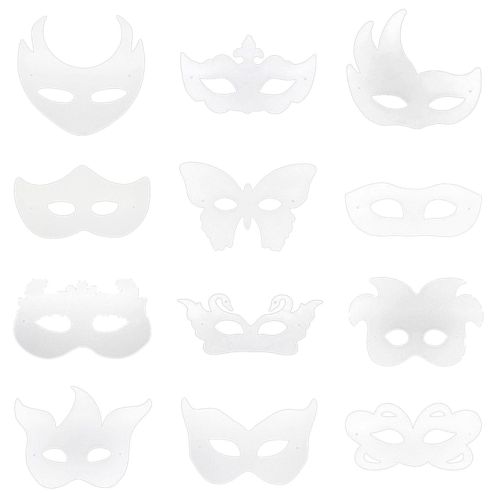 Lot De 12 Masques En Feutre Pour Enfants – Dessins Animés, Élastique Ajustable, Réutilisables – Anniversaire, Carnaval, Cosplay
