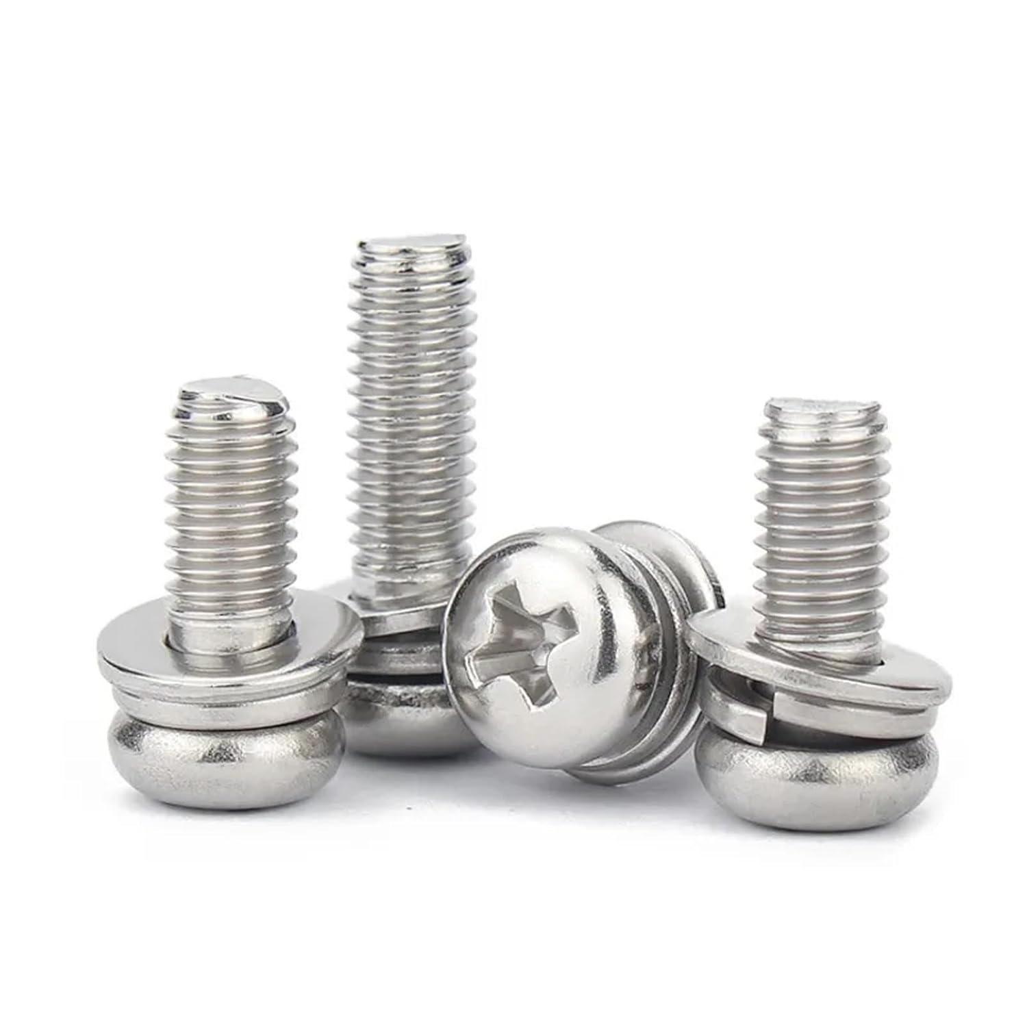 304 Stainless Steel M4 M5 M6 Phillips Machine Screw Sets Cross Recessed Pan Round Head Screw Washer Set(M4X6mm 30pcs)