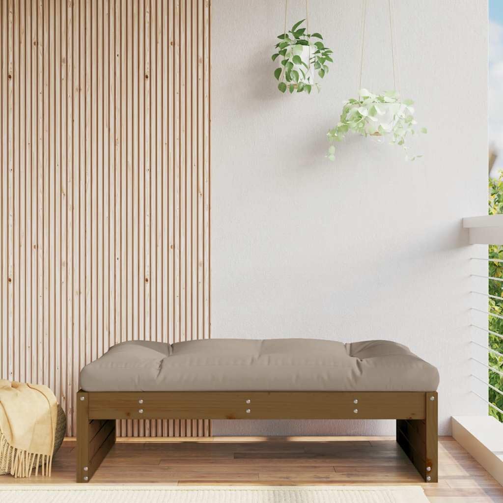 Tabouret de jardin modulable en bois massif miel pour gagner de la place avec coussin doux
