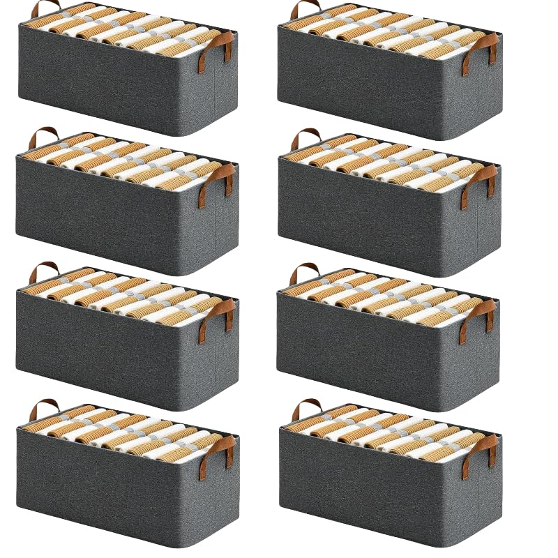 DecoLogy Collapsible Fabric Storage/Cubes Organizer with Handles/Foldable Storage Baskets for Organizing/Toys/Books/Shelves/Closet/Large Storage Box (Wire Cloth Storage Box, 8PCS)-image-21