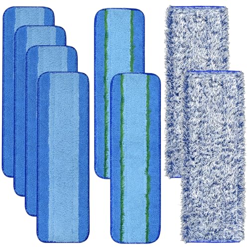 8 Pack Microfiber Cleaning Pad for Bona Mop Hardwood & Hard Surface Floors Dry and Wet Floor Cleaning - Includes 4 Microfiber Cleaning Pad 2 Deep Clean Pads and 2 Dusting Pad - Dual Zone Cleaning