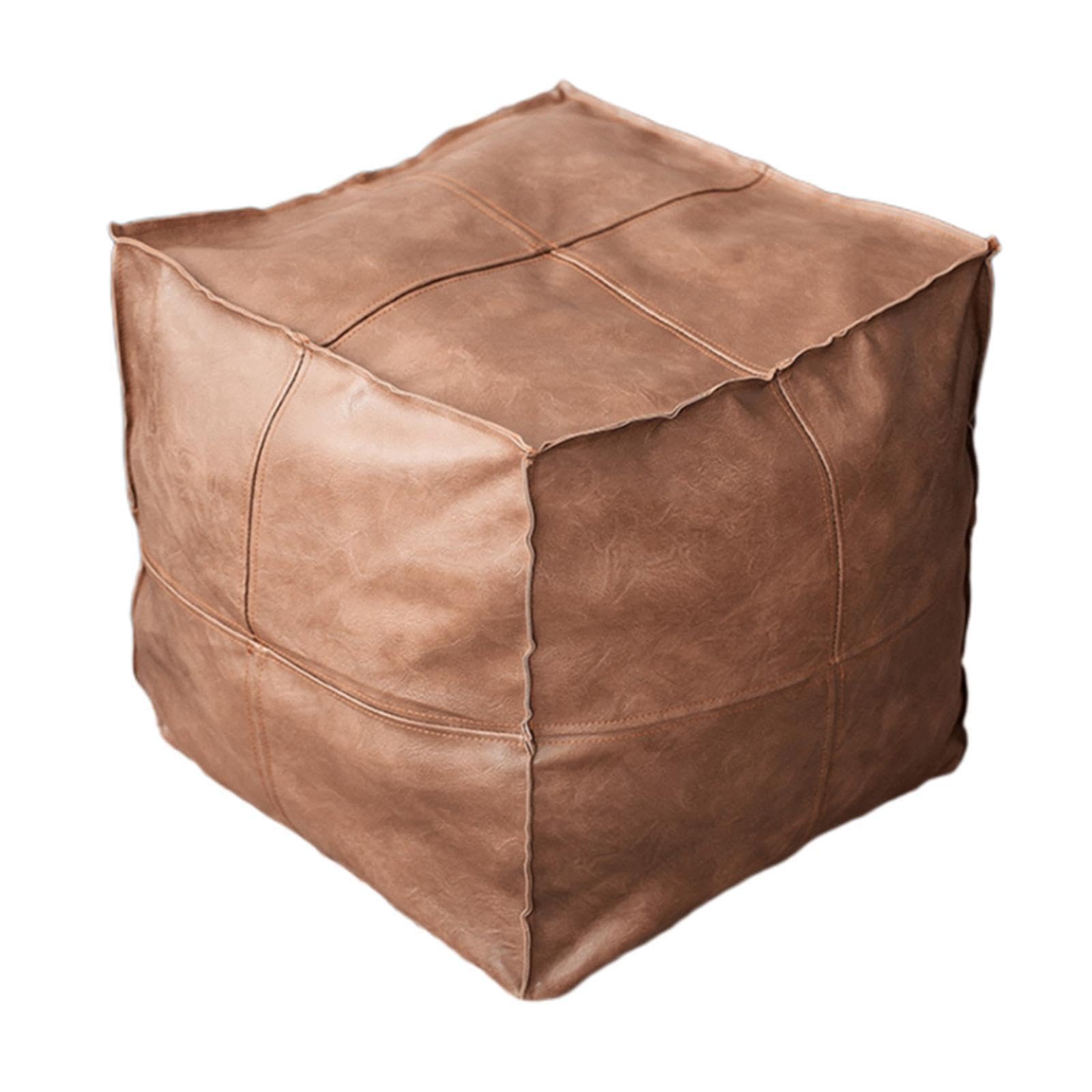 Housse de pouf marocaine ronde cuir véritable repose-pieds Marrakech