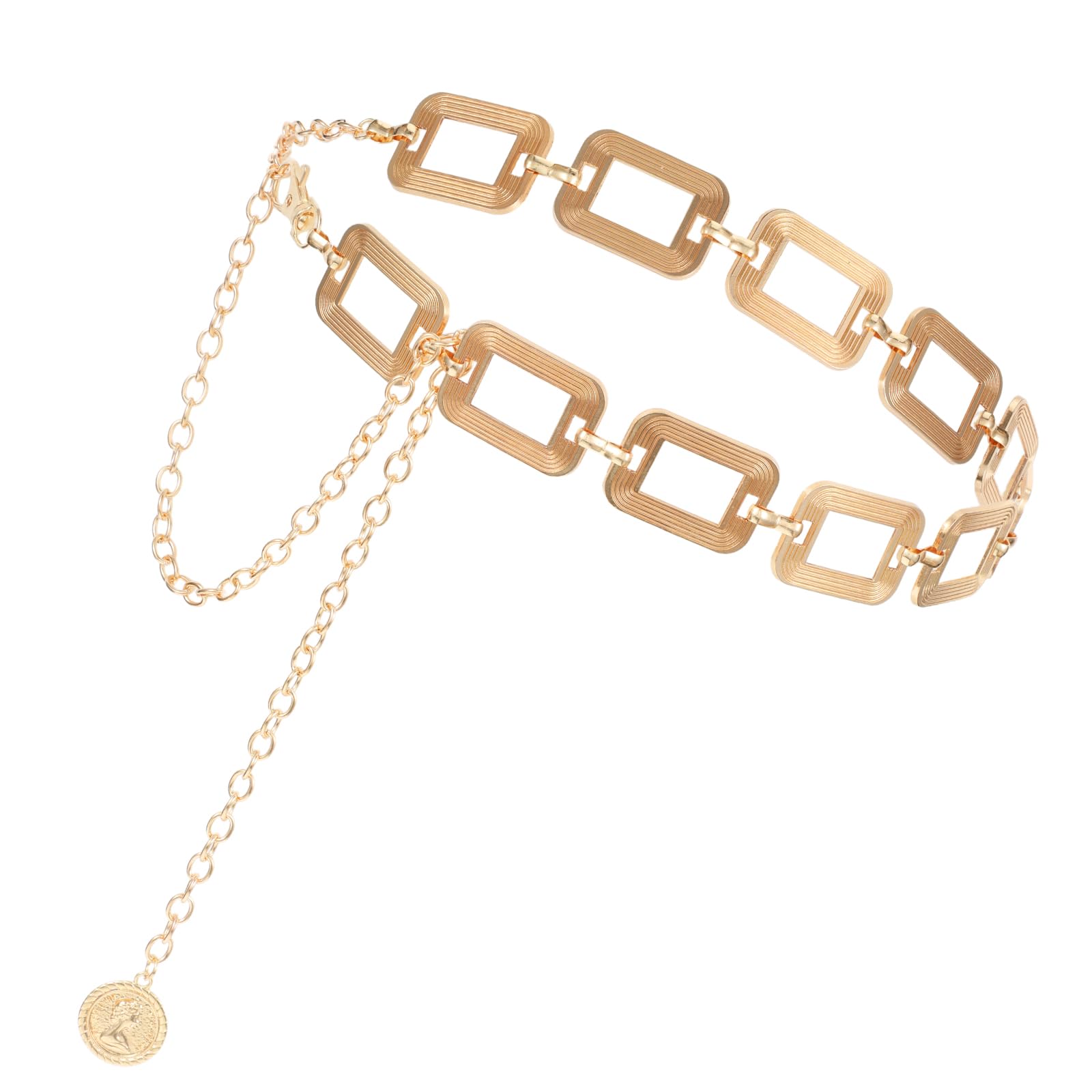 Teaaha 1PCS Gold Waist Chain Belt for Women Ladies Womens Chunky Waist Chains Gold Plated Metal Belly Link