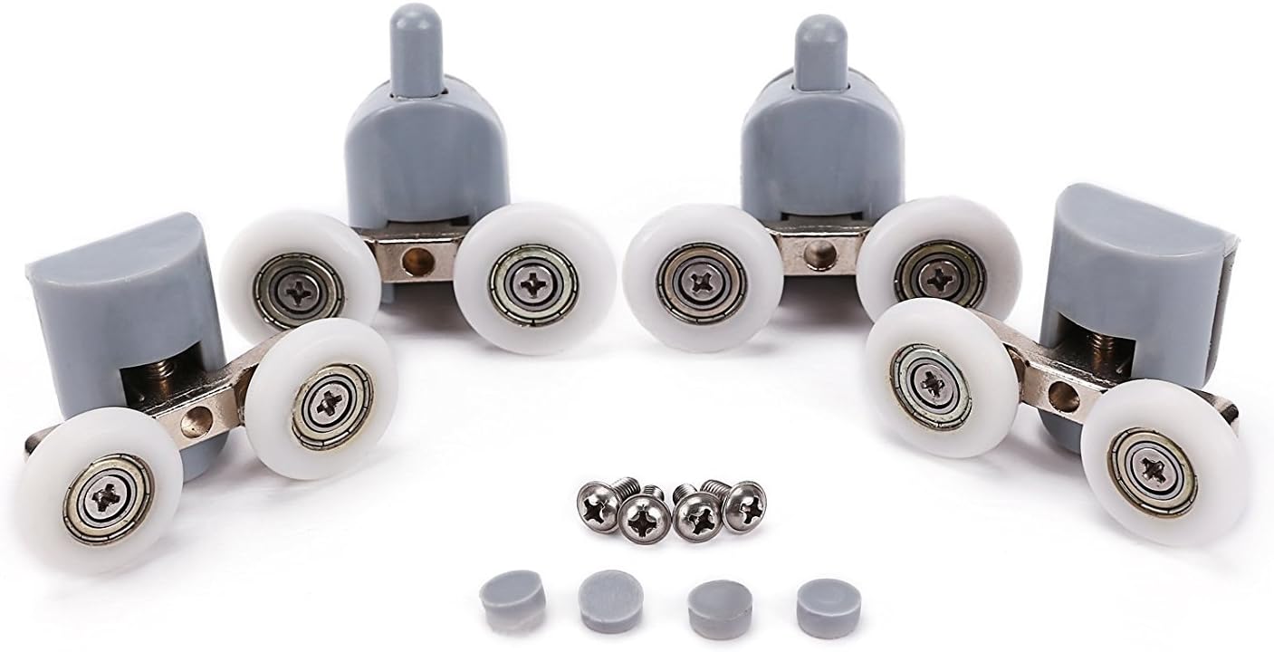 Double Shower Door Rollers, 19 mm (Double Wheel, 19mm), White