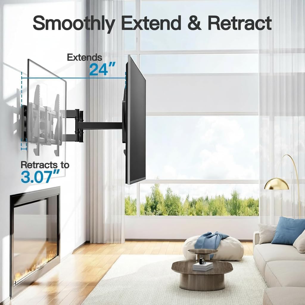 PERLESMITH Soporte de Pared para TV de Movimiento Completo para televisores de 50 a 90 Pulgadas de hasta 165 Libras, Soporte de Montaje para TV con Brazos articulados duales, extensión de inclinación