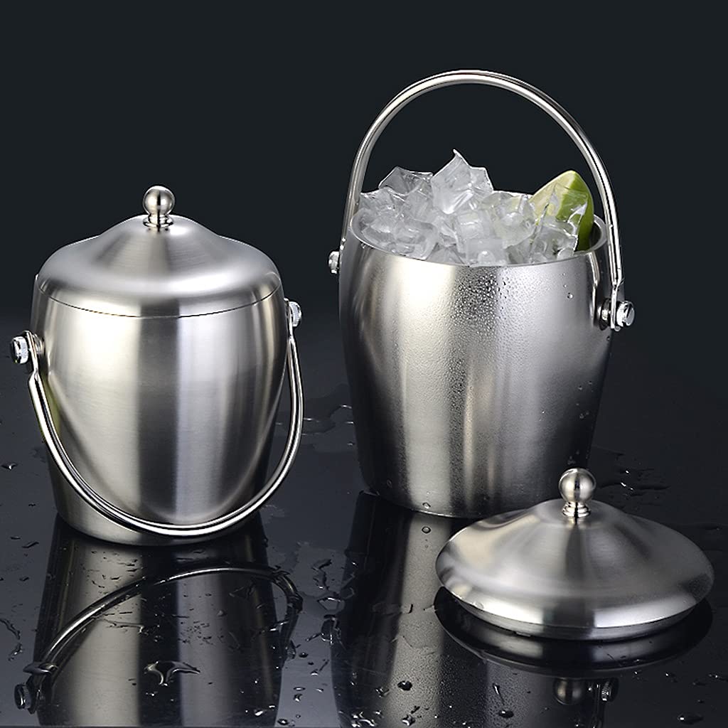 Cubitera de Gran Capacidad, Recipiente de Metal con asa de Transporte en Forma de Cabeza de Ciervo, Cuenco de Acero Inoxidable para champán, para Uso en el hogar, Bar o Tienda de b