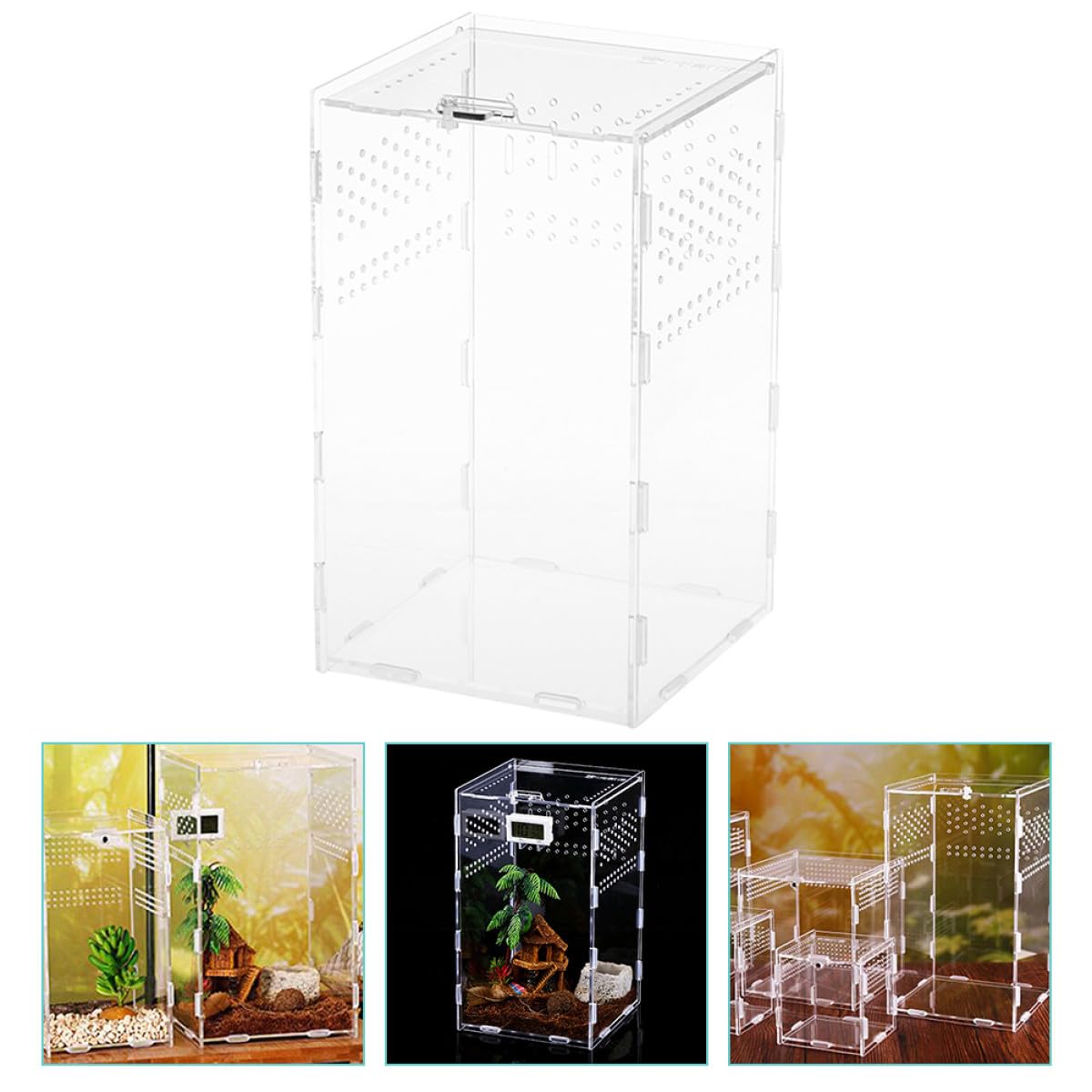 Durchsichtige Acryl Terrarienbox für Reptilien mit Stabilem Belüftungssystem und Konstantem Luftstrom Geeignet für Schlangen und Frösche im Terrarium