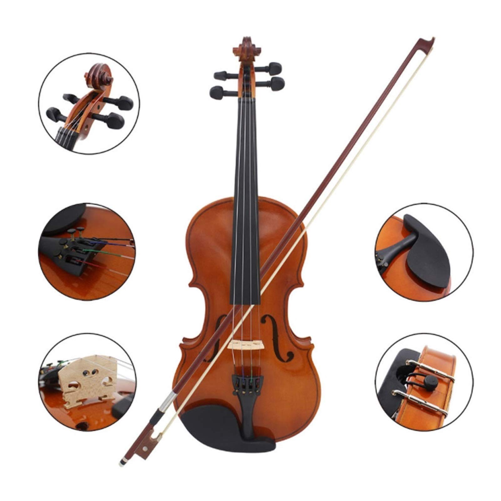 Violín de tamaño Completo, Violín acústico con Case, Bow, Rosin, for niños principiantes, alumnos de violín y entusiastas, instrumentos de tamaño completo(3/4)