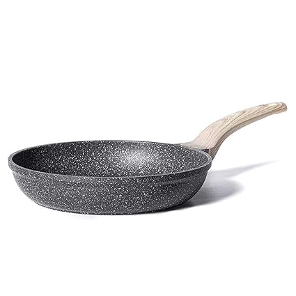 CAROTE Non Stick Frying Pan, Granite Omlette Egg Pan, Induction&Gas Fry Pan, Fish Pan, PFOA Free (20 CM, Steel Grey Granite)