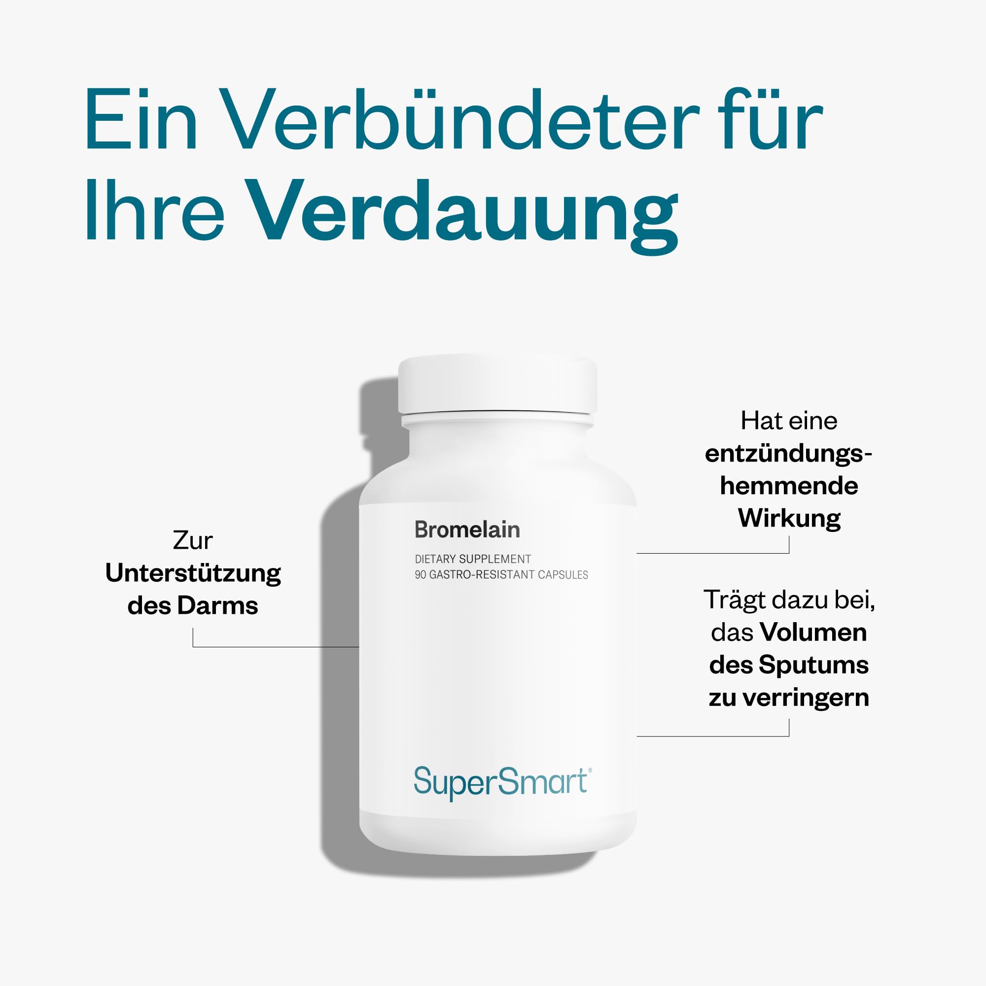 Bromelain - Entzündungshemmendes Enzym - Unterstützt das Immunsystem - Hilft bei der Verdauung und Regeneration - In DrCaps-Kapseln - Geeignet für Veganer - Von Supersmart
