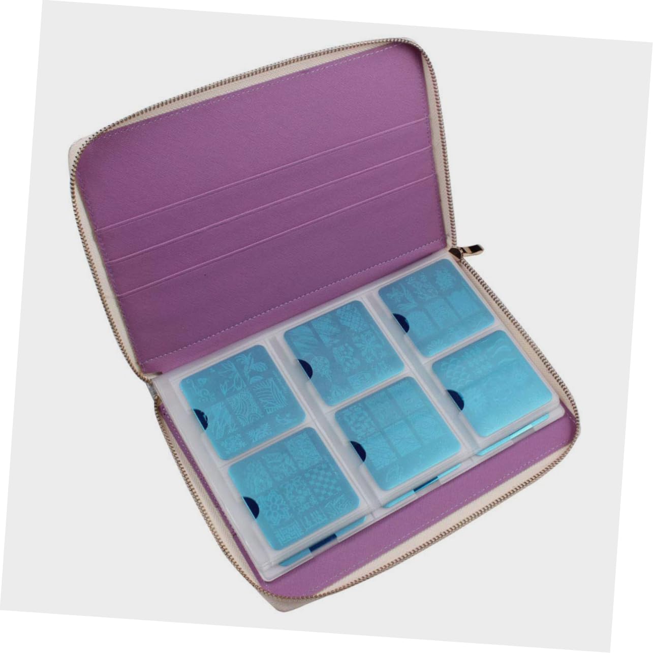minkissy 1Pc Nail Art Stencil Card Holder Nail Stamp Nail Resto Stand Nail Art Stamp Card Binder Stamping Plate Case Template Holder Case Alloy Storage Bag For Nail Template Cards Bolsa