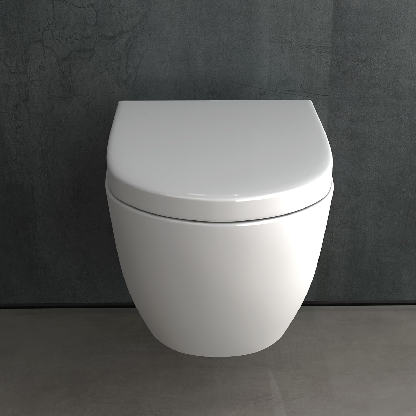 Alpenberger Toilette mit Bidet Funktion | Dusch WC Set | Kloschüssel mit Armatur und Taharet Muslugu | Toilettendeckel mit Absenkautomatik | Hänge WC mit Intimdusche Passend Geberit (7150 U)