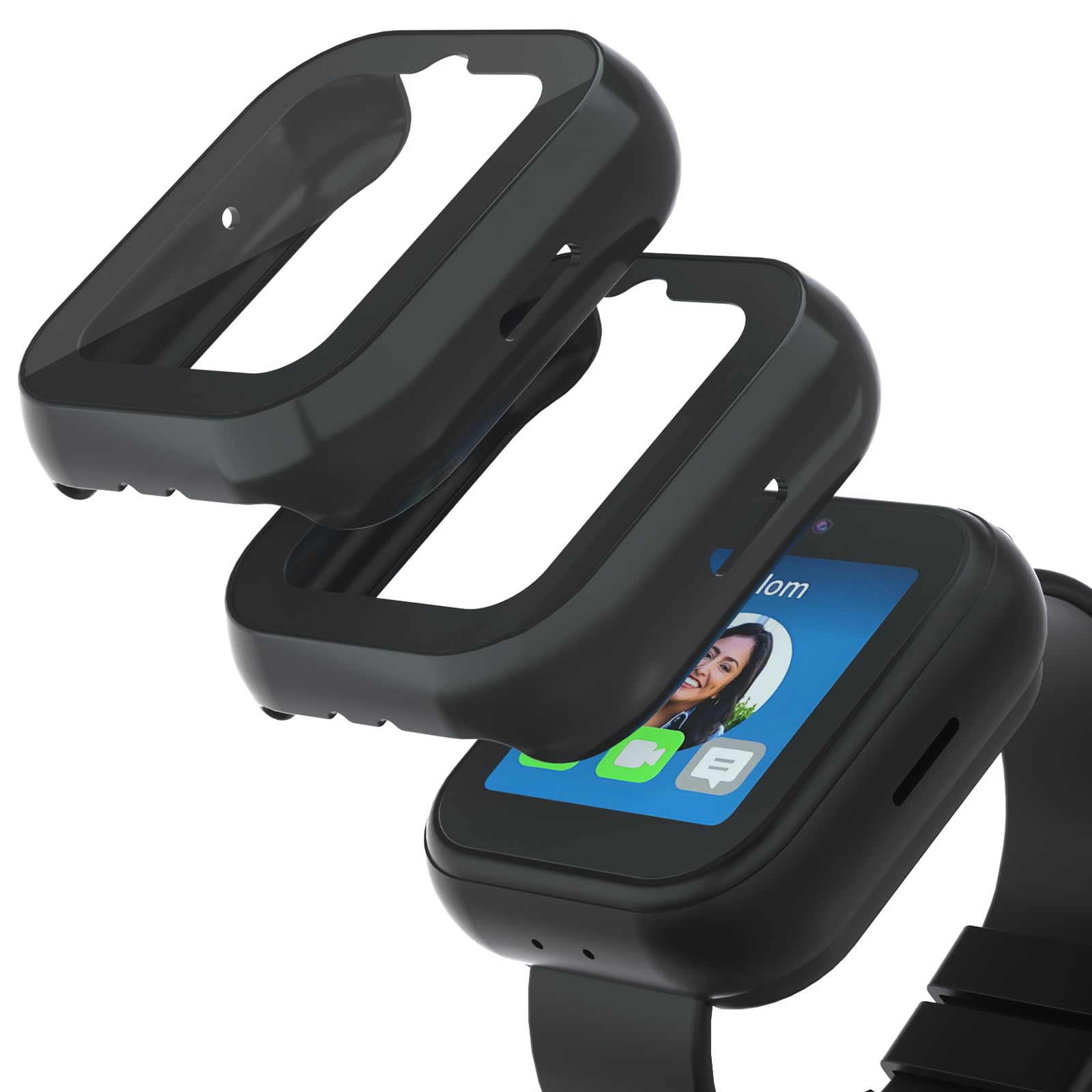 sylacor Compatible with Sync UP Kids Watch 2 Screen Protector, 2Pack Hard PC and Tempered Glass Case Cover for T-Mobile SyncUP Watch, Anti-Scratch and