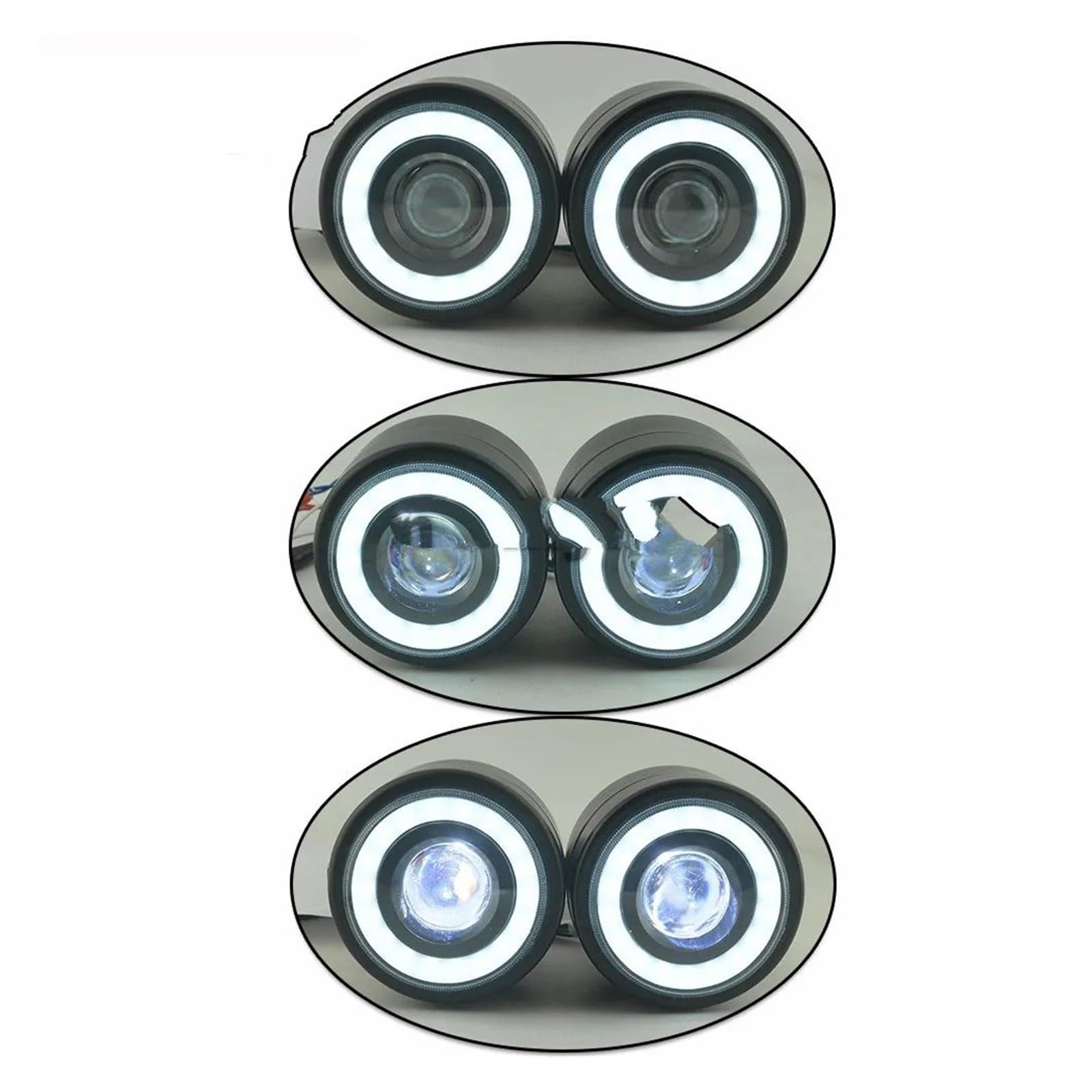 Phare moto Pour Street Double Sport Cafe Racer pour Bobber personnalisé blanc jumeaux Double phare LED Double moto
