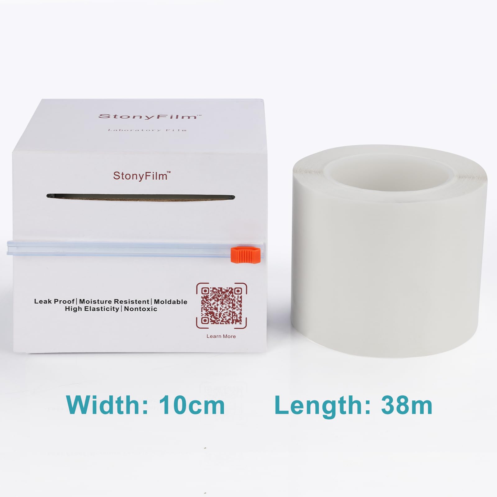 stonylab Film Scellant pour Laboratoire, 10 cm x 38 m, Flexible et Très Extensible (Plus de 500%), Film Auto-Adhésif pour Contenants de Laboratoire, Prévient les Fuites et l'Évaporation
