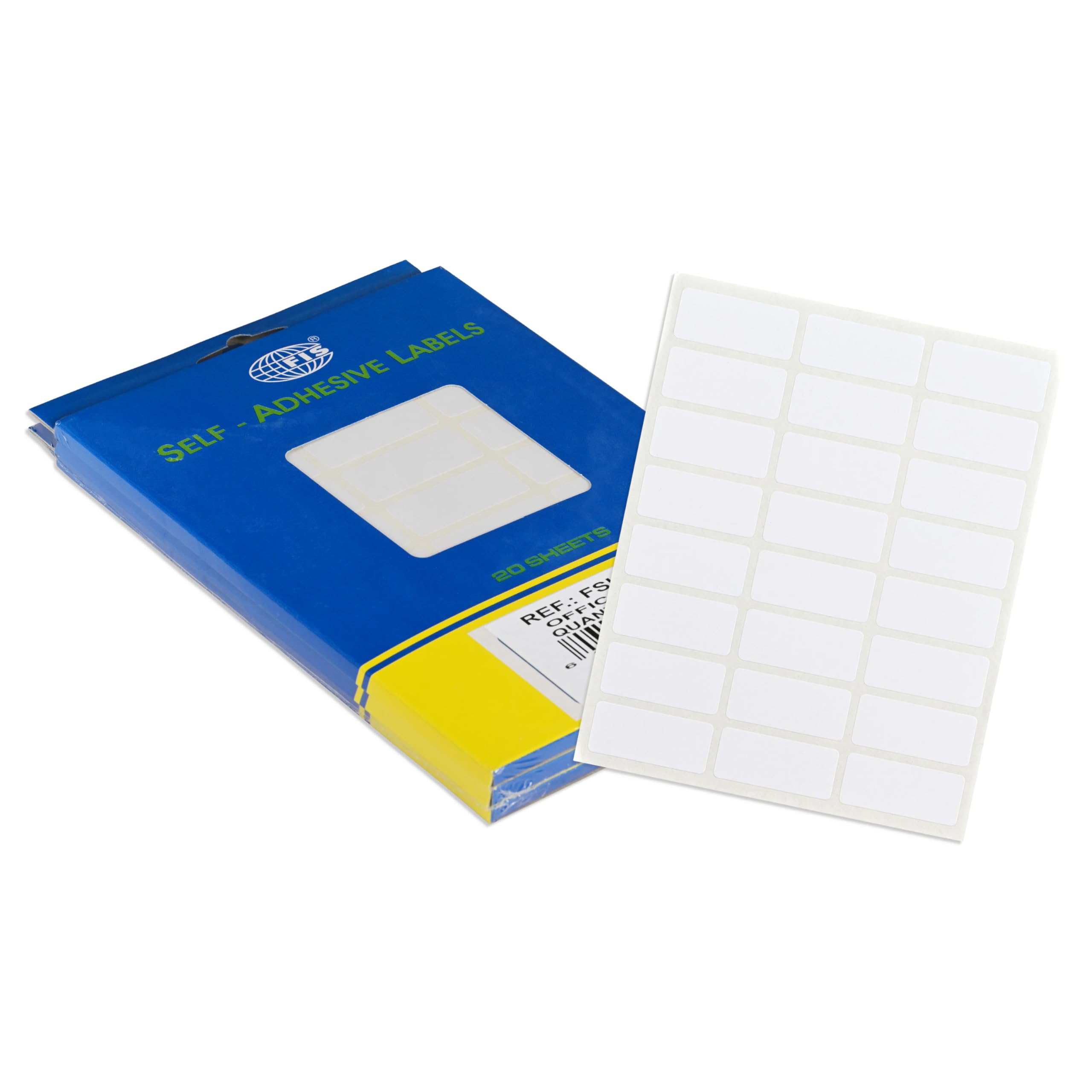FISOffice Labels, 15x35mm Sticker, 24 Labels Per Sheet, 20 Sheets Per Packet 480 Labels, 1,440 Labels/Packet of 3, White Color-FSLA1535-3