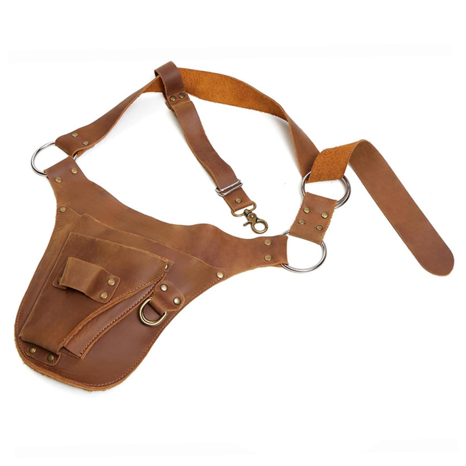 Beahing Women's Brown Garden Tool Belt, Portable Heavy Duty Pu Leather Garden Tool Organizer Multi-Functional Gardening Pouch For & Men Gardeners