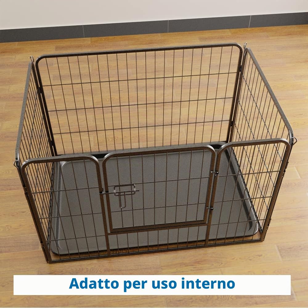 QRDA Recinto per cuccioli Recinto per cani in metallo Recinto per animali con cancello Recinto per cani pieghevole con griglia 4 pezzi