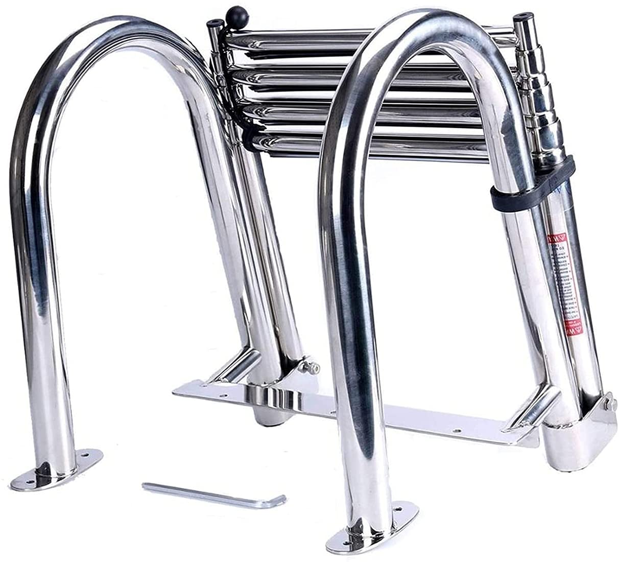 Scaletta Bagno Scaletta Barca Inox, Scalette Piscina Pieghevole con Corrimano E Ampia Pedaliera 4 Gradini Ponte Galleggiante per Piscina/Piscina Barca, Ingresso Poppa Marina