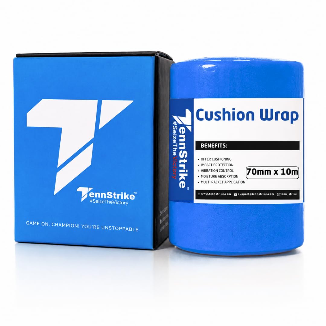 10 Metre x 70 mm Cushion Wrap for Badminton, Tennis & Pickleball Rackets | Shock & Vibration Control | Moisture Absorbing Cushion | Pro Player Use | Dark Blue Color-image-4