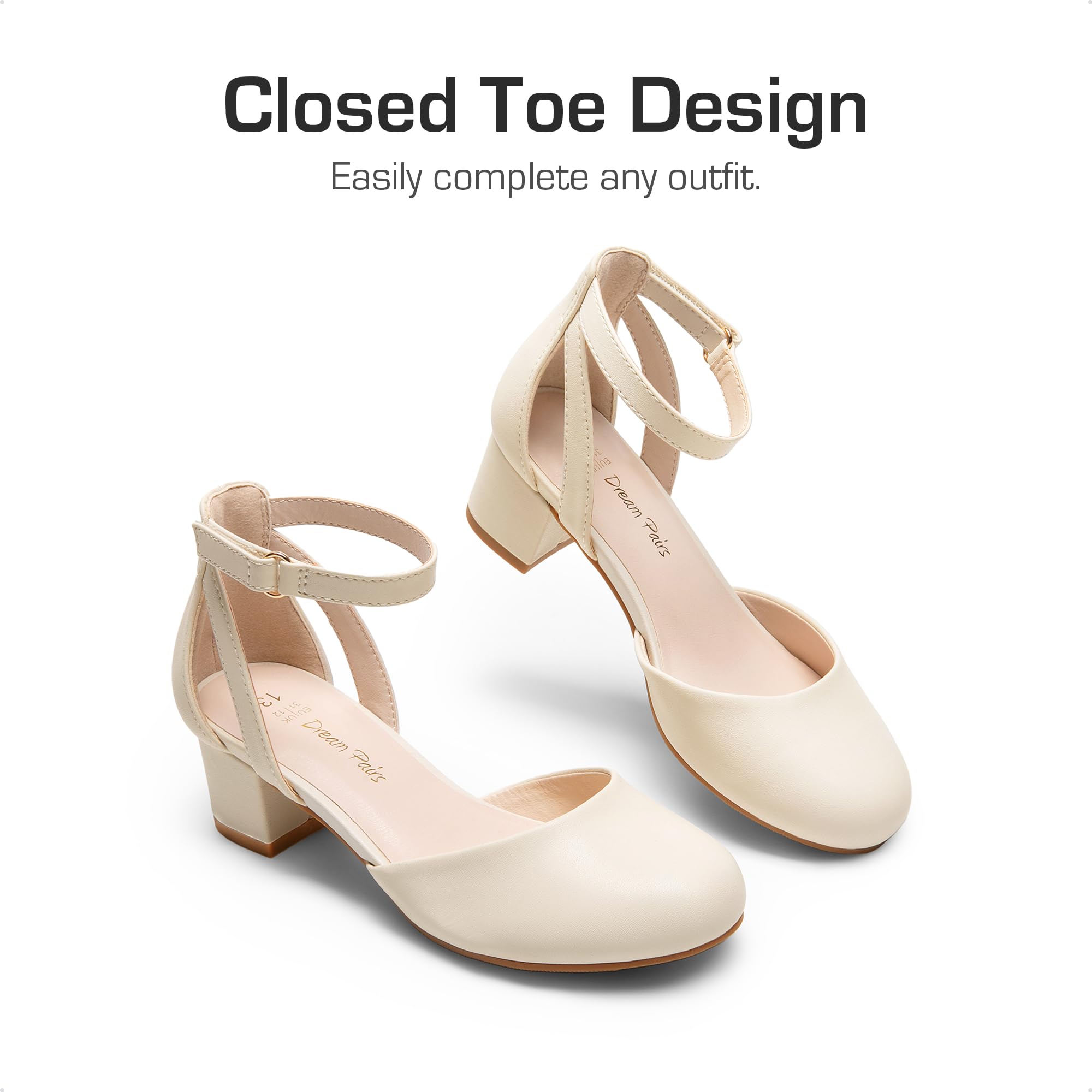 DREAM PAIRS Ballerines Filles à Talon Bloc Mary Jane | Chaussures de Princesse Confortables pour Fête Soirée