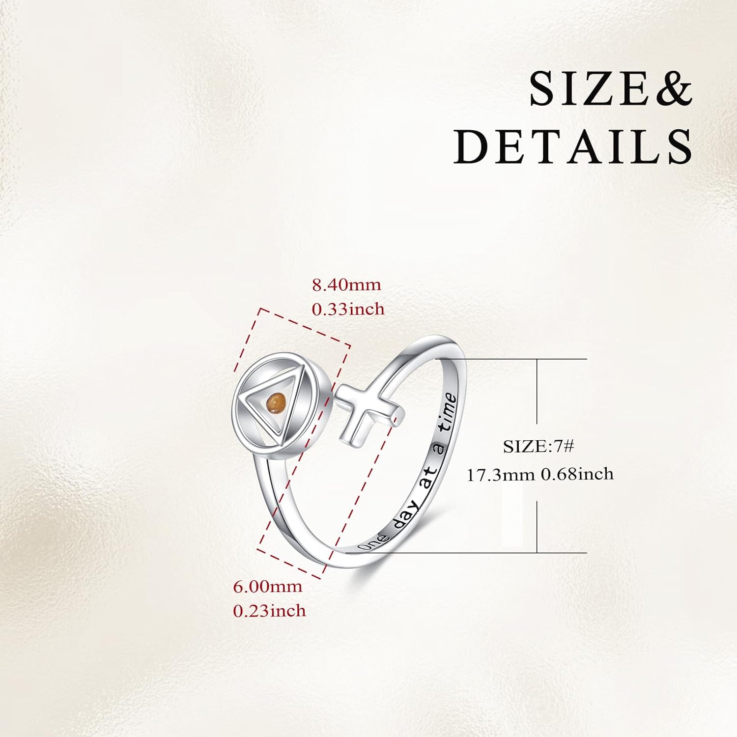 VONALA Sobriety Gifts 925 Sterling Silver Alcoholics Anonymous Ring Stay Sober Recovery Rings Cross Mustard Seed Jewelry Gifts for Women - Image 5
