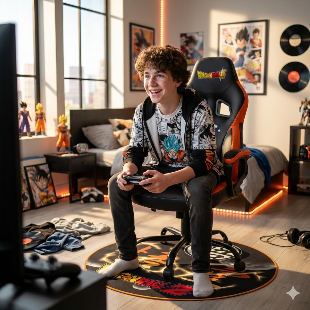 SUBSONIC - Sedia da Gaming Dragon Ball Super - Poltrona da Ufficio Ergonomica con Schiuma ad Alta Densità, Meccanismo Basculante e Comodi Braccioli - Altezza Regolabile - Nero