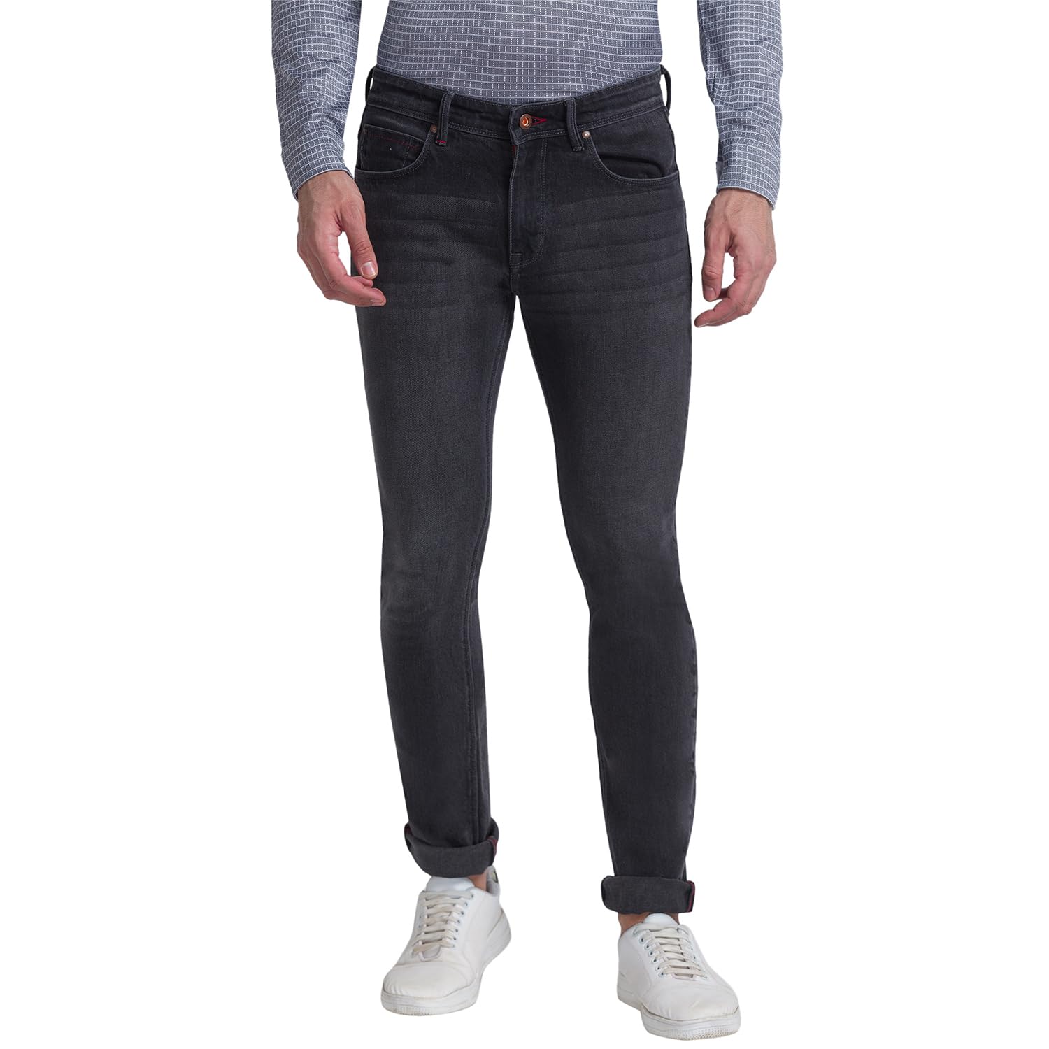raymond Men's Cotton Blend Solid Pattern Slim Fit Flat Front Jeans-picture-17