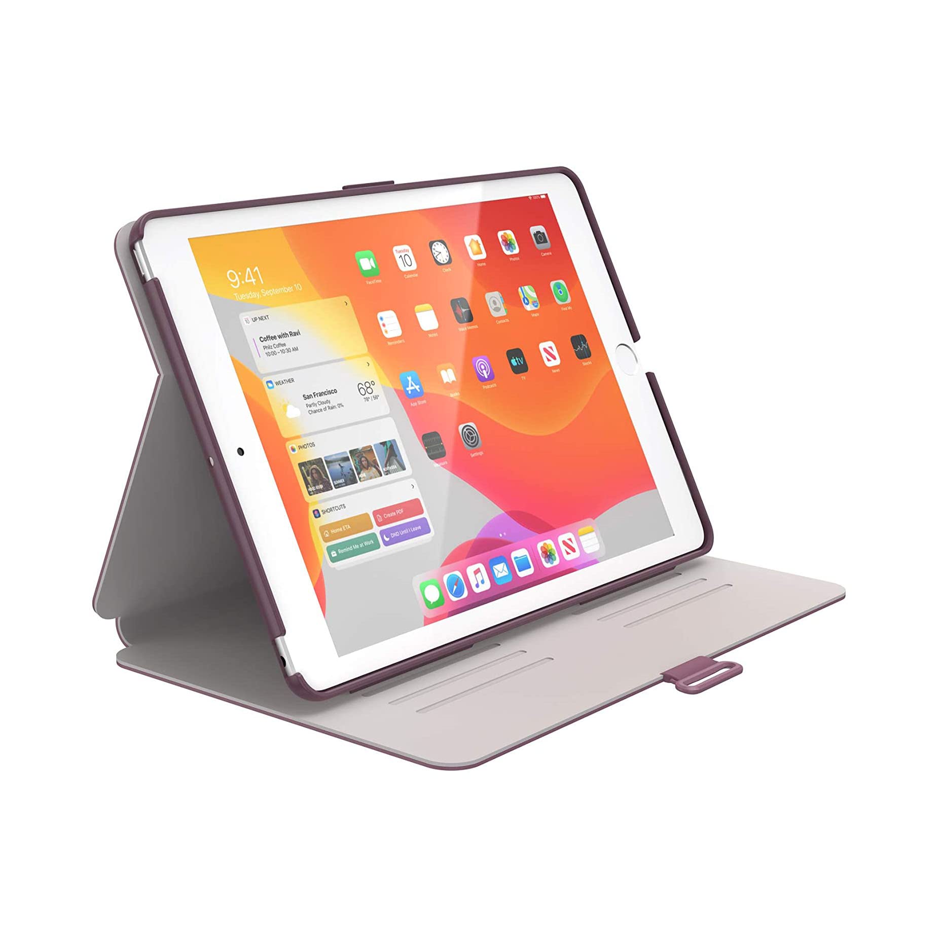 Speck Products BalanceFolio iPad 10.2 Inch Case and Stand, Fits Gen 7 ( 2019)/ 8 (2020)/ 9 (2021), Plumberry Purple/Crushed Purple/Crepe Pink