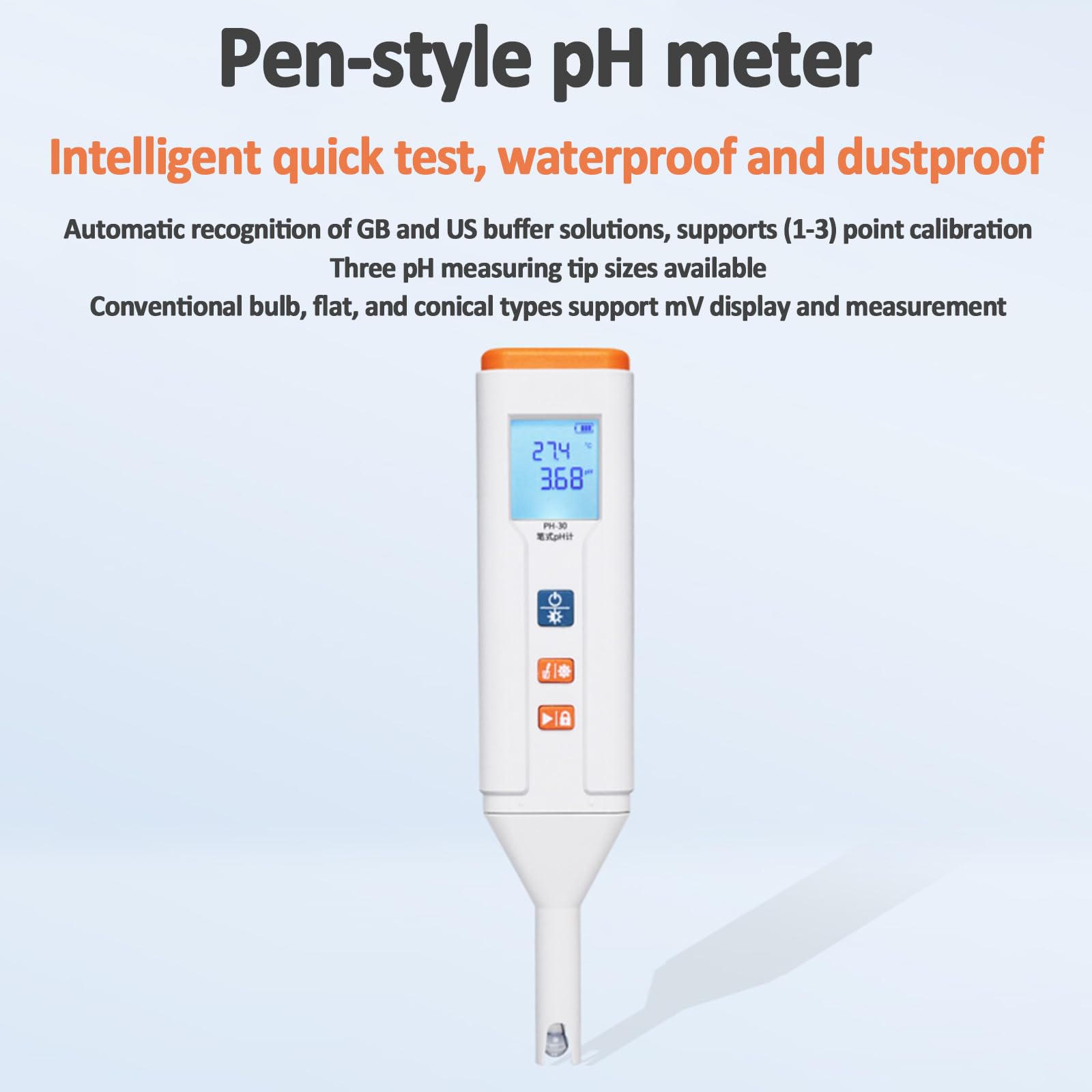 PH-Meter In Stiftform, Tragbarer PH-Tester Für Wassersprudler, 1-3-Punkt-pH-Kalibrierung, Unterstützt 0 Bis 60 °C ATC, Mit PH-Kombinationselektrode, Für Konventionelle Flüssigkeiten