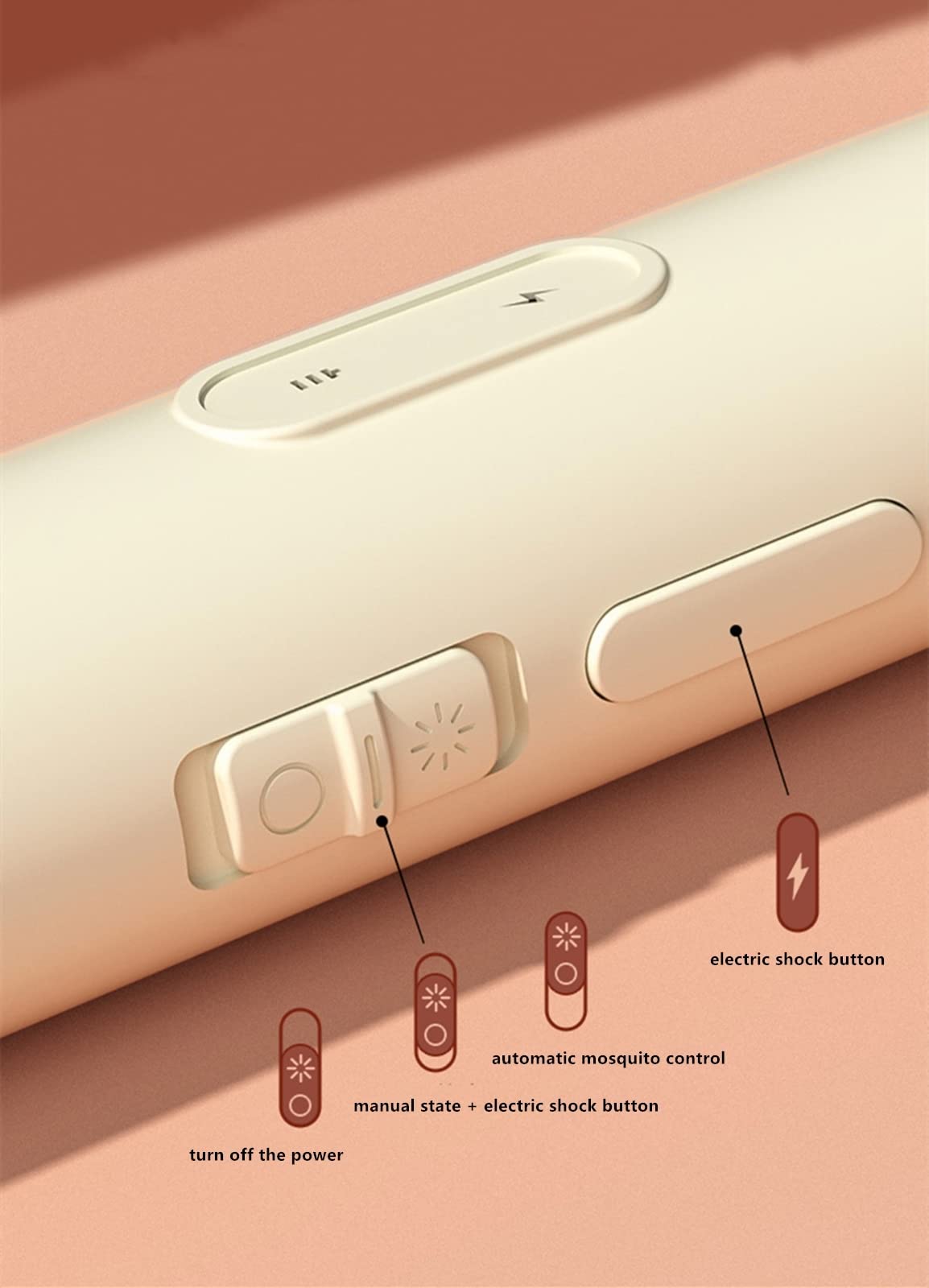 FAXIOAWA Tapette à Mouche électrique, tapette à moustiques électrique 3000 V, Tueur de Mouches – Rechargeable par USB – pour intérieur et extérieur – avec Base, Ivoire