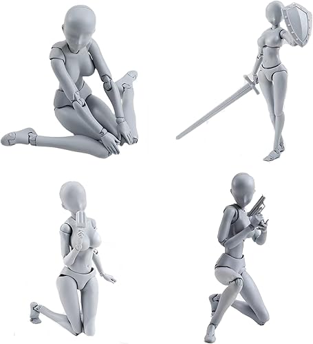 Miniatura 6 de gnallang Figuras de acción modelo de PVC color gris con caja de dibujo para artistas mujer  hombre