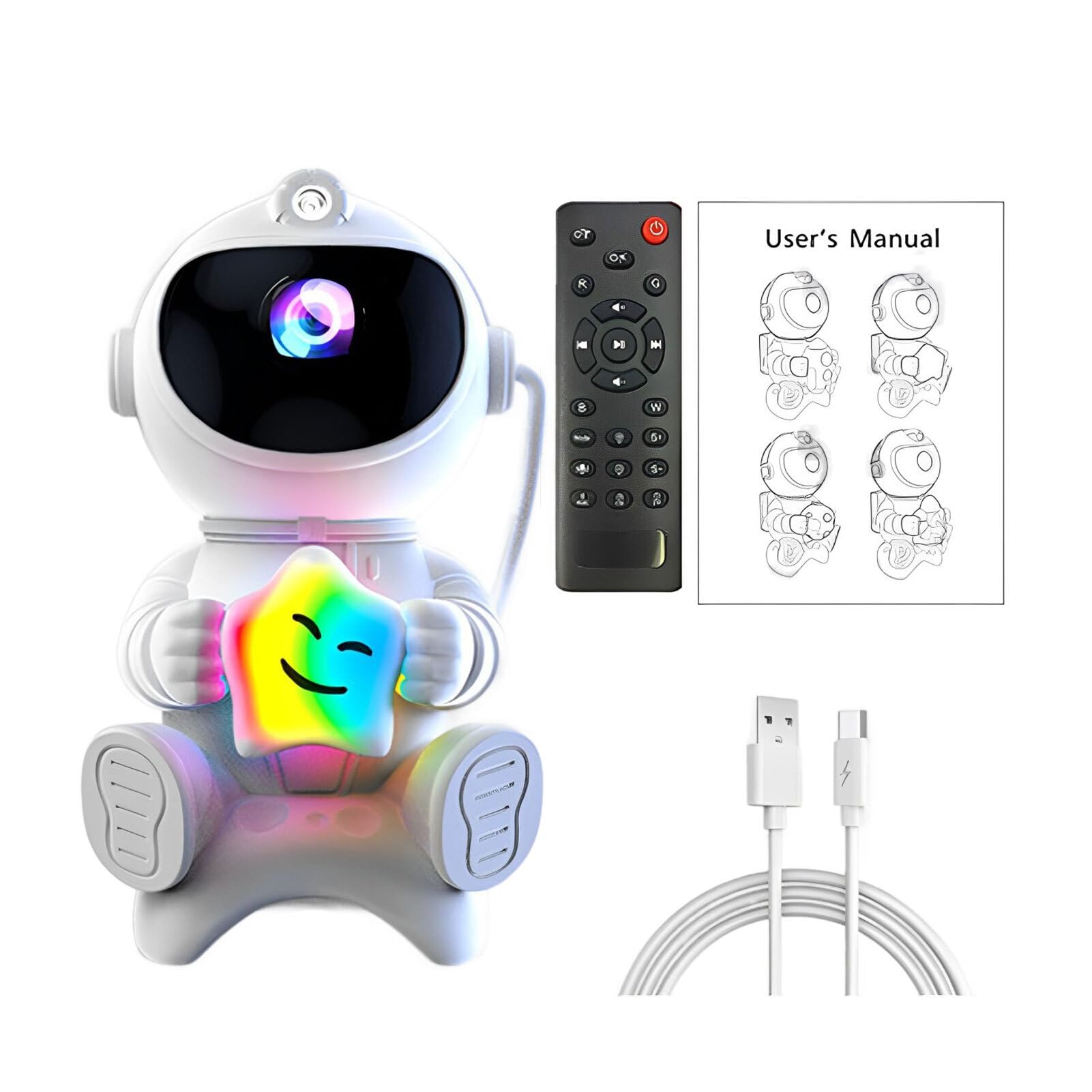Proyector de cielo estrellado de astronautas, proyector de luz nocturna, Altavoz Bluetooth con luz LED nocturna, decoración de habitación y dormitorio, estrellas