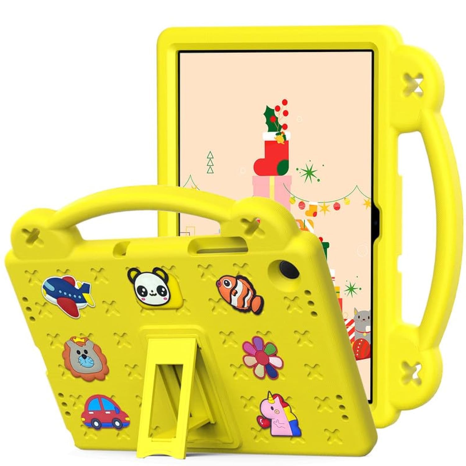 for Samsung Galaxy Tab A9 Plus 2023 11-Inch Case Kids, Tablet Case Children Friendly, DIY Cute Design, Handle with Stand, EVA Lightweight Protective Cover, Yellow