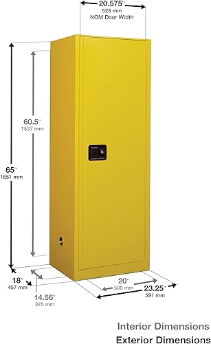 Miniatura 2 de Sure-grip EX Slimline clóset de seguridad inflamables, Cap. 22litros, 3estantes, 3.3footC puerta, Amarillo, 1