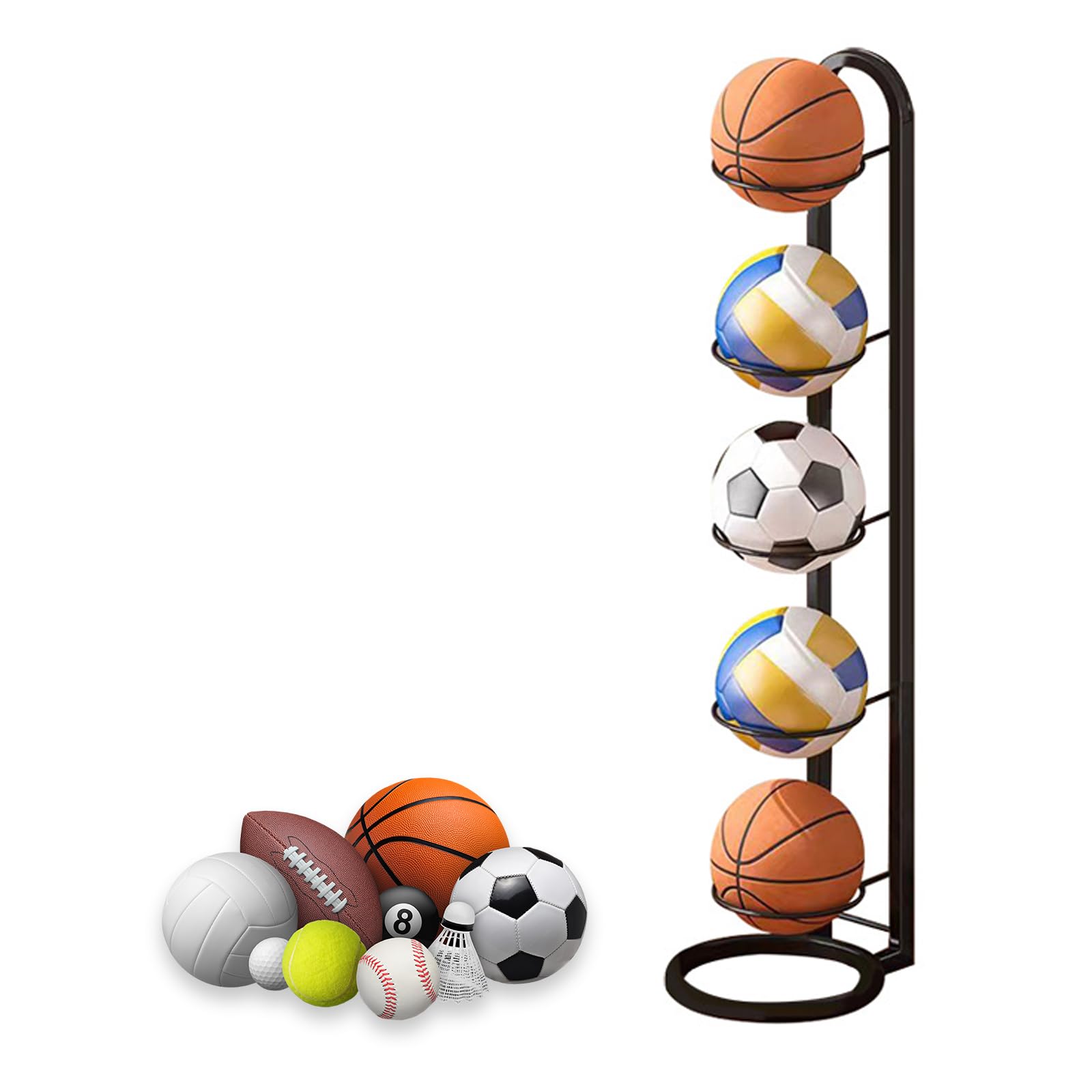 Soporte para balones verticales exhibición baloncesto fútbol voleibol